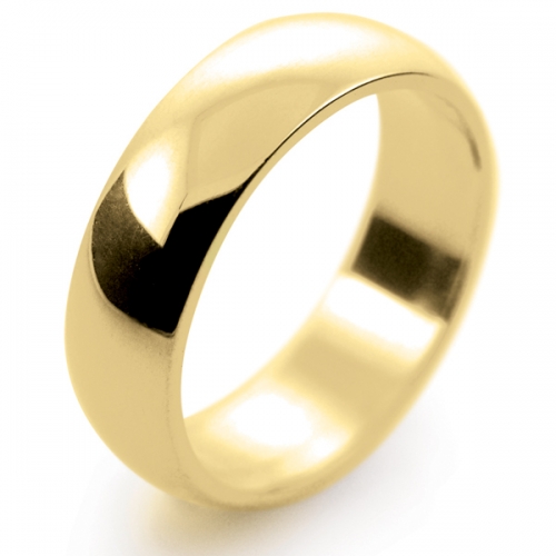 D Shape Medium - 6mm (DSM6-Y) Yellow Gold Wedding Ring